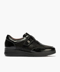Deportivo con Velcro combinado Charol con Lycra Negro