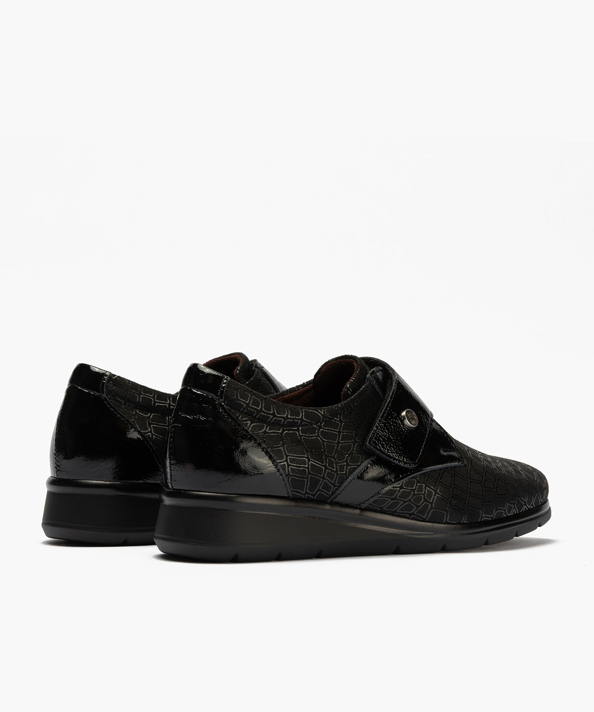 Blucher de velcro combinado lycra con charol Negro