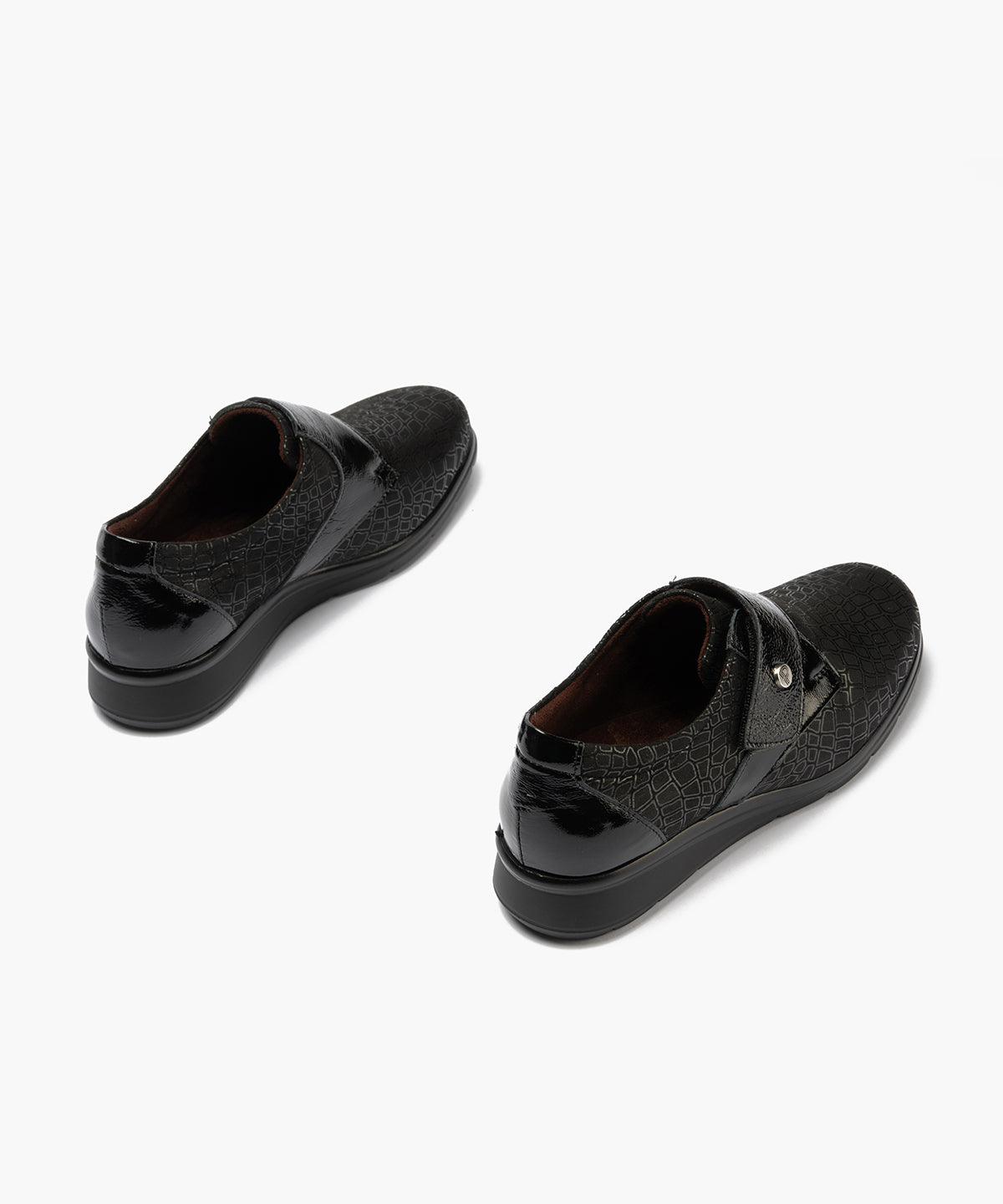 Blucher de velcro combinado lycra con charol Negro