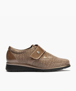 Blucher de velcro combinado lycra con charol Topo