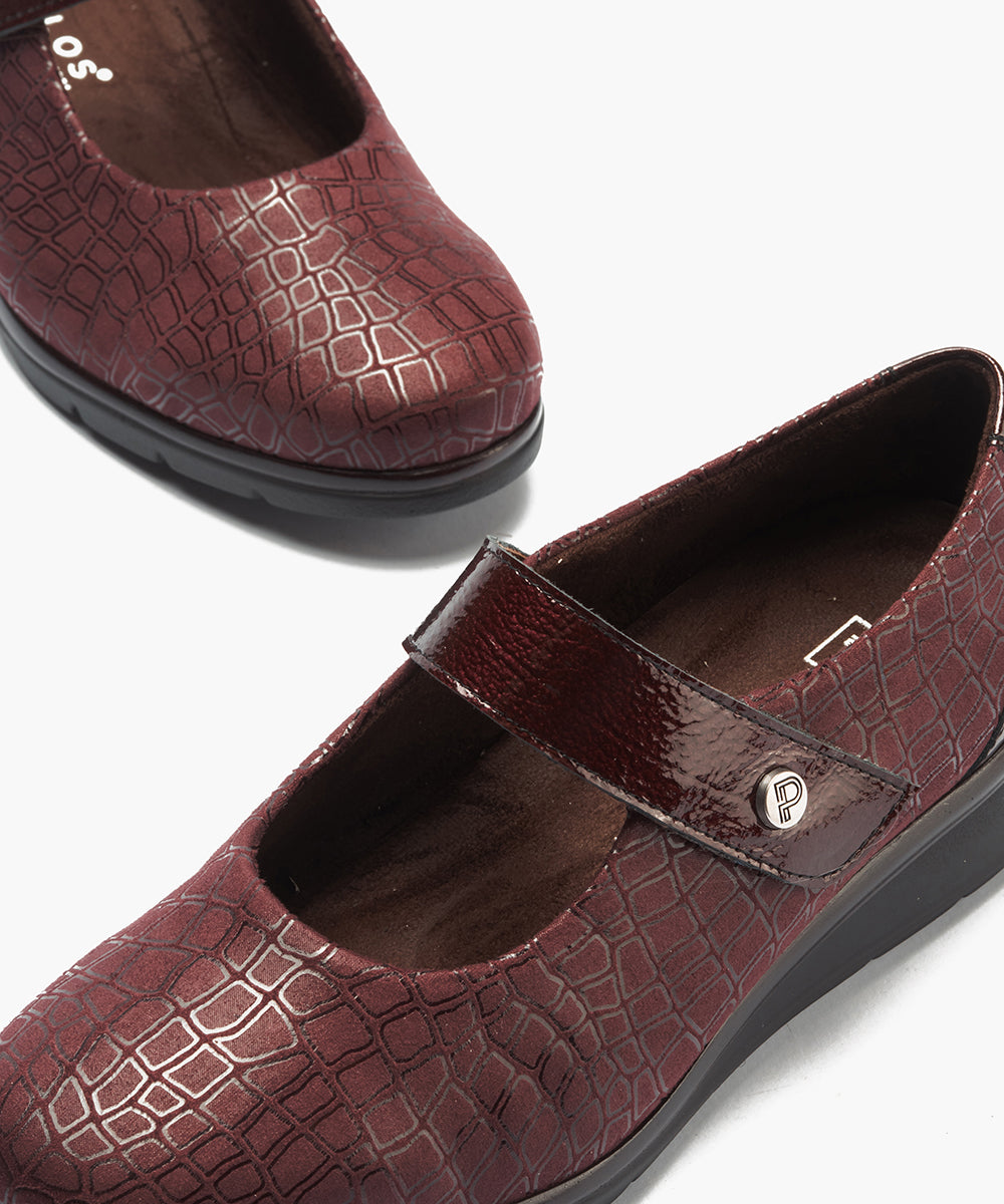 Mercedes con velcro combinado lycra con charol Burdeos