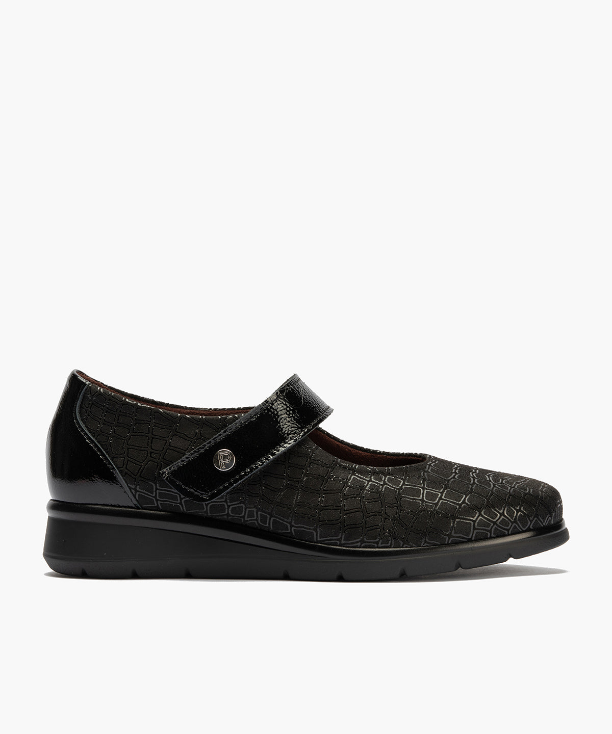 Mercedes con velcro combinado lycra con charol Negro