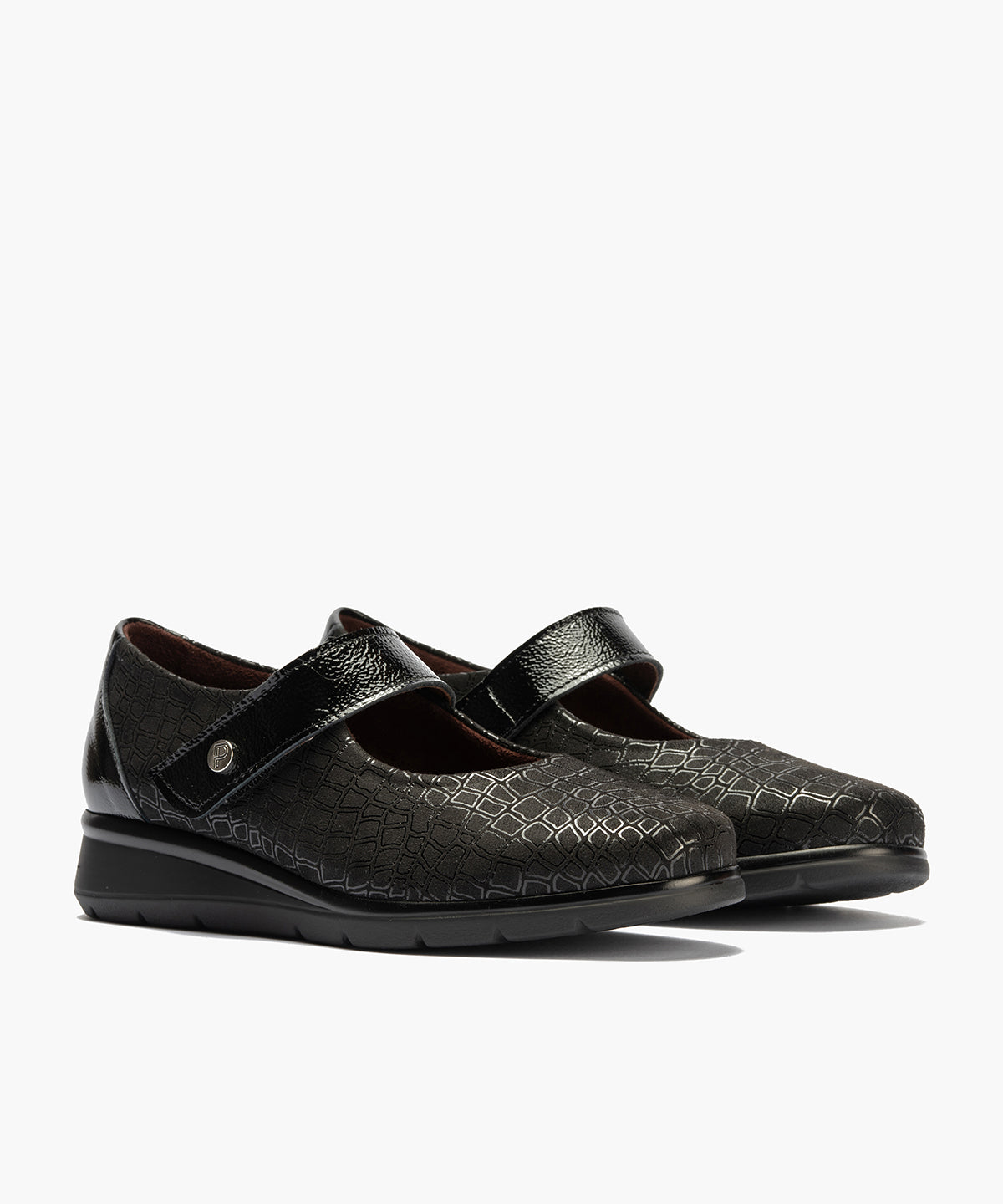 Mercedes con velcro combinado lycra con charol Negro