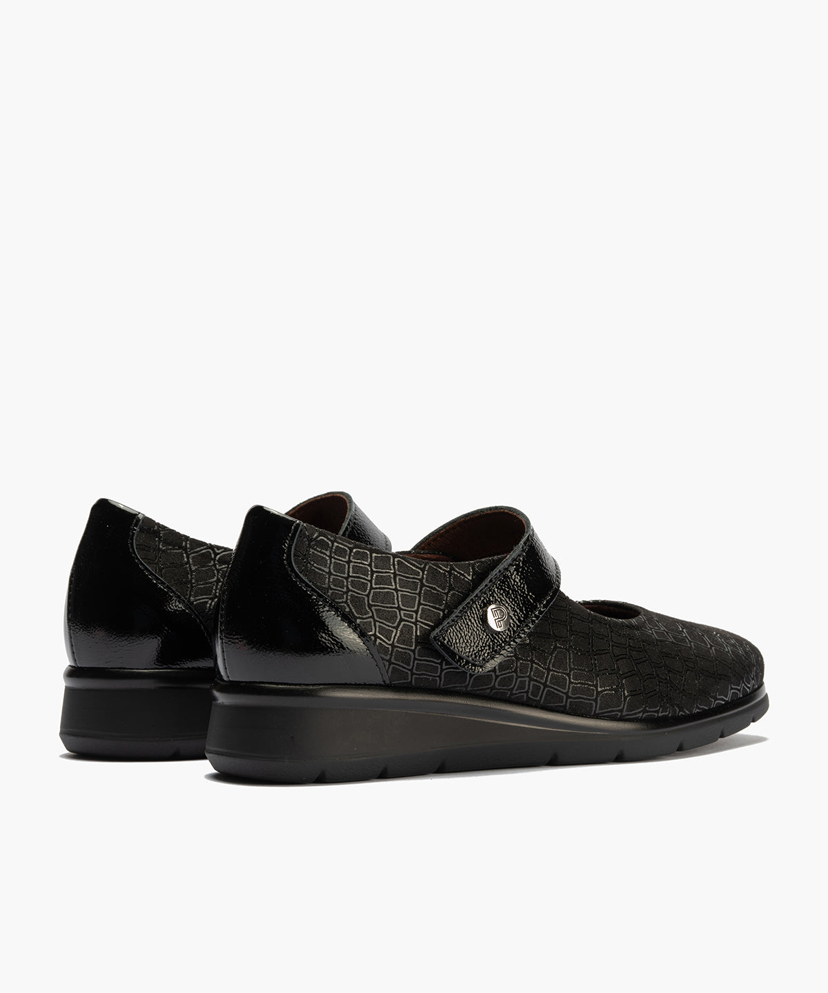 Mercedes con velcro combinado lycra con charol Negro