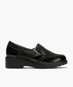 Manoletina con elásticos combinado charol con lycra Negro