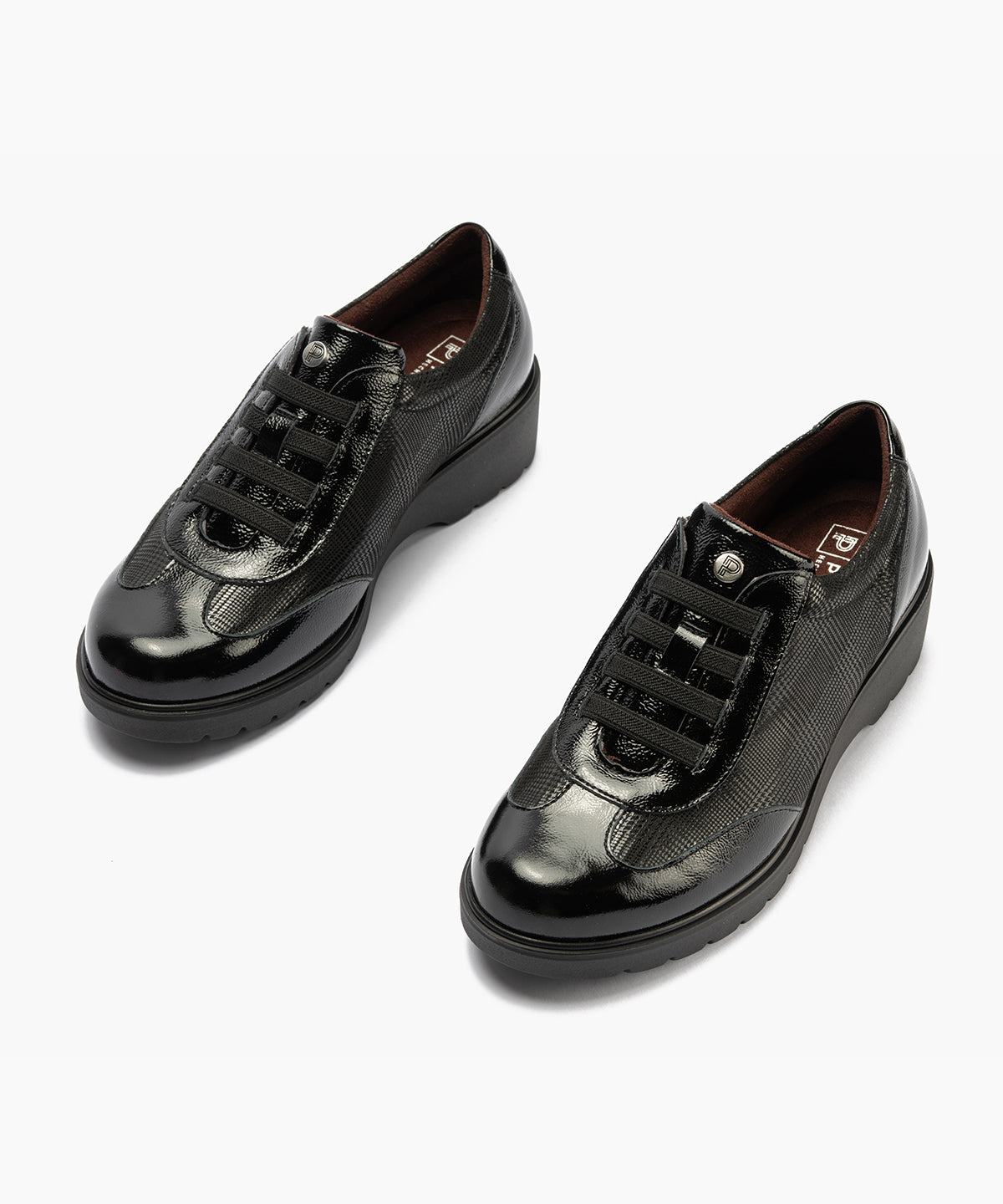 Deportivo con eláticos combinado charol con lycra Negro