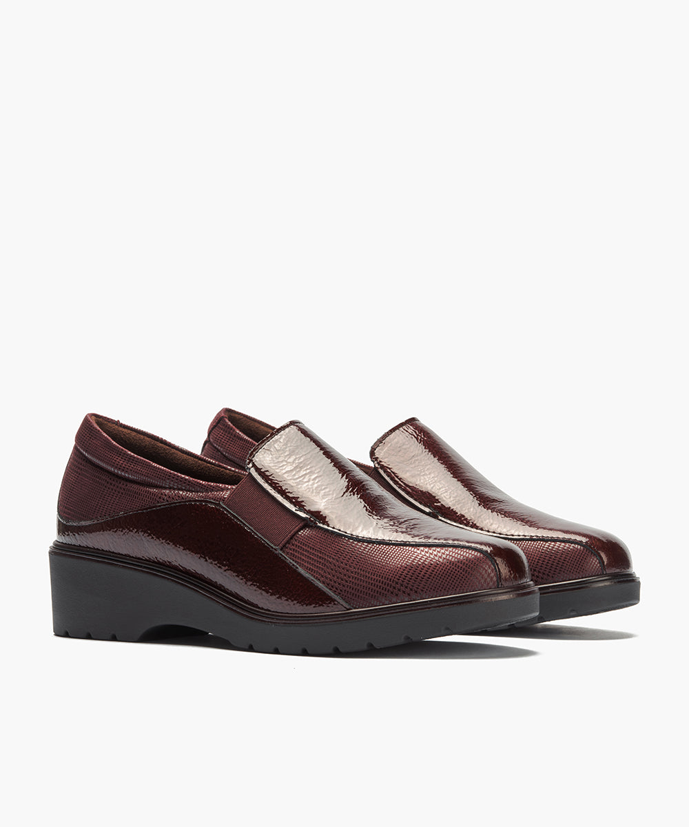 Gucci con elásticos combinado charol con lycra Burdeos