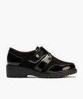 Blucher con velcro combinado charol con ante Negro