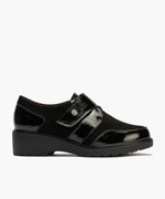 Blucher con velcro combinado charol con ante Negro
