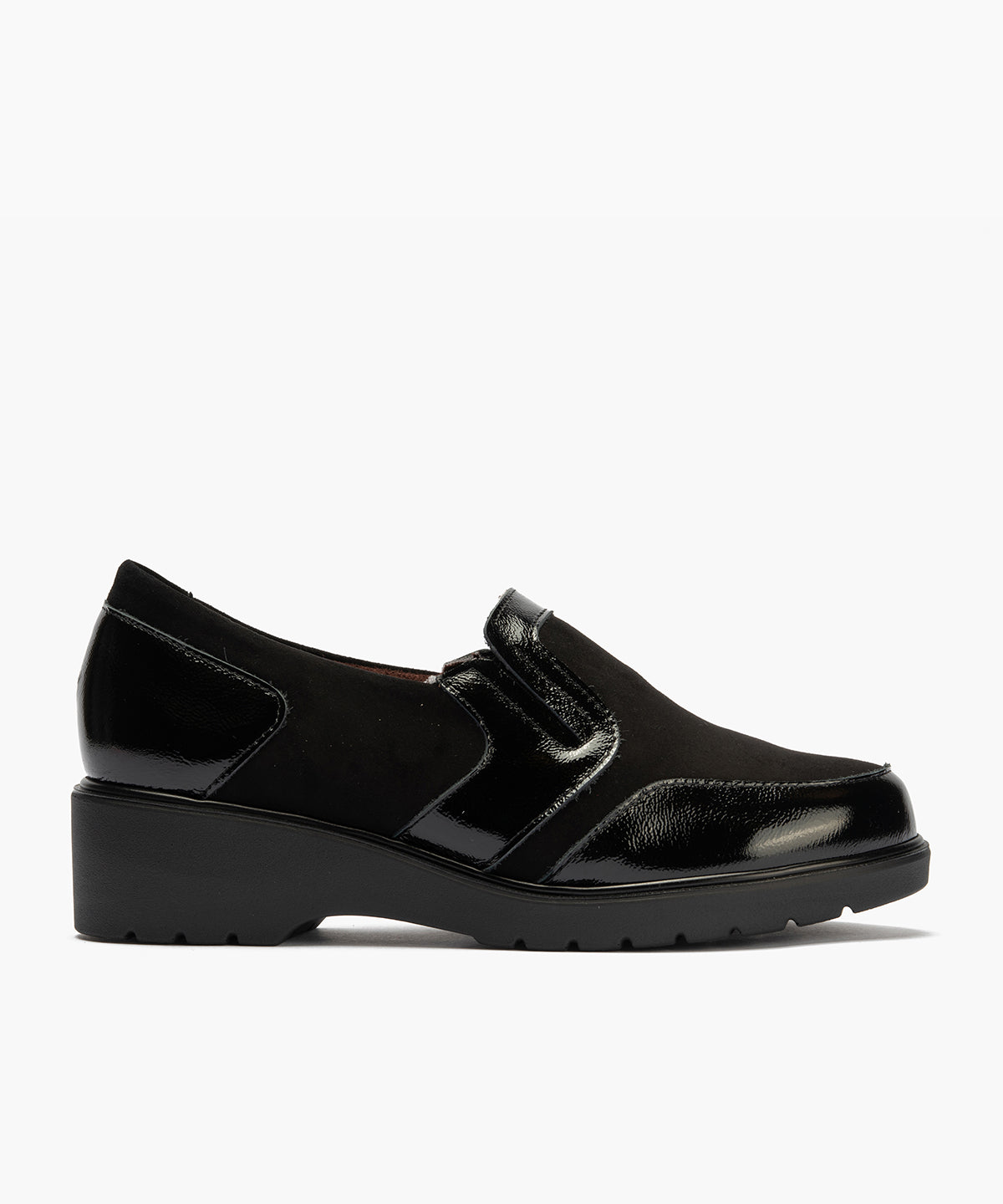 Manoletina con elásticos combinado charol con ante Negro