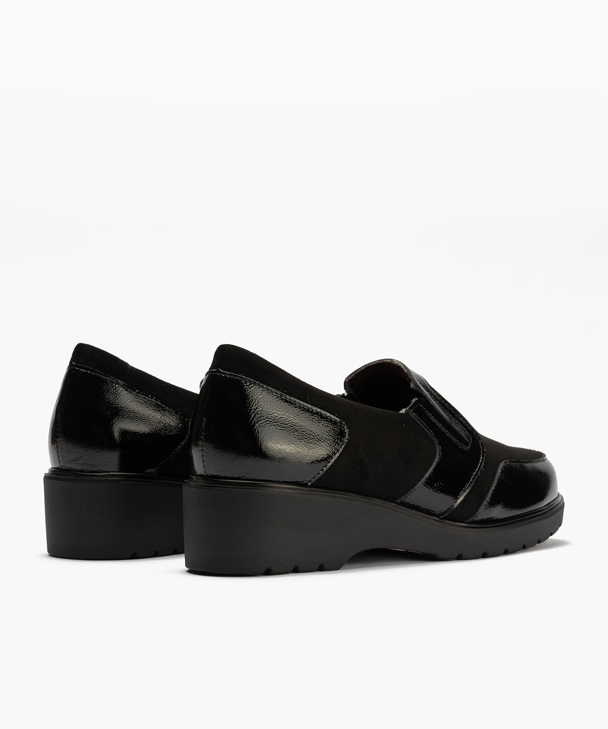 Manoletina con elásticos combinado charol con ante Negro