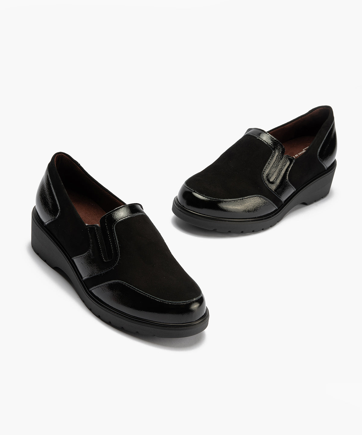Manoletina con elásticos combinado charol con ante Negro