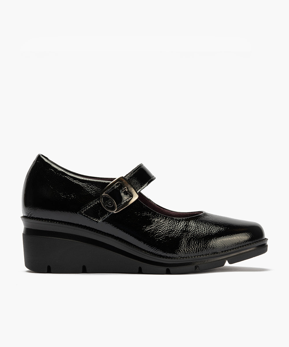 Mercedes con Velcro charol Negro