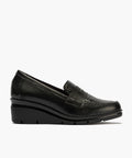 Mocasín combinado napa con serpiente charol Negro