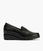 Mocasín combinado napa con serpiente charol Negro