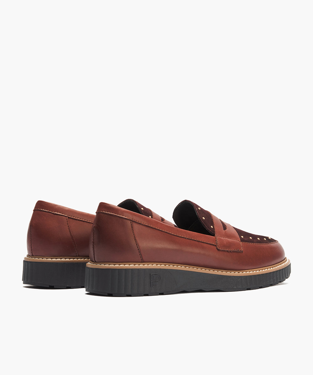 Mocasín tachas combinado napa con ante Burdeos