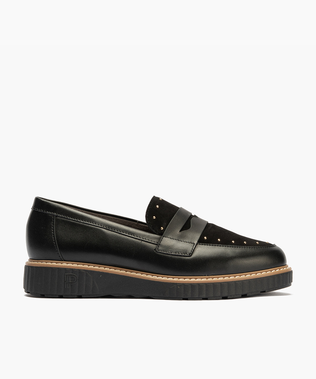 Mocasín tachas combinado napa con ante Negro