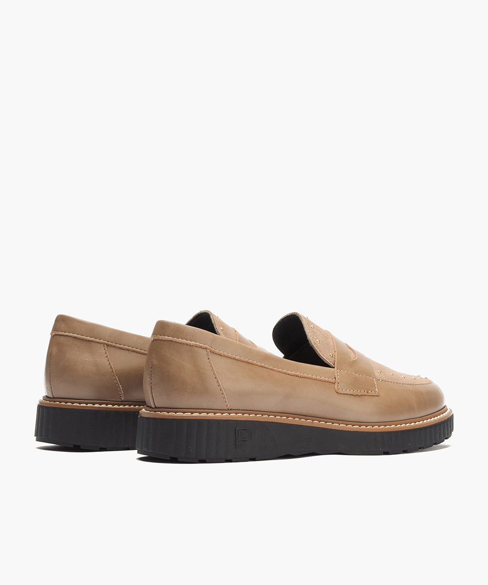 Mocasín tachas combinado napa con ante Topo