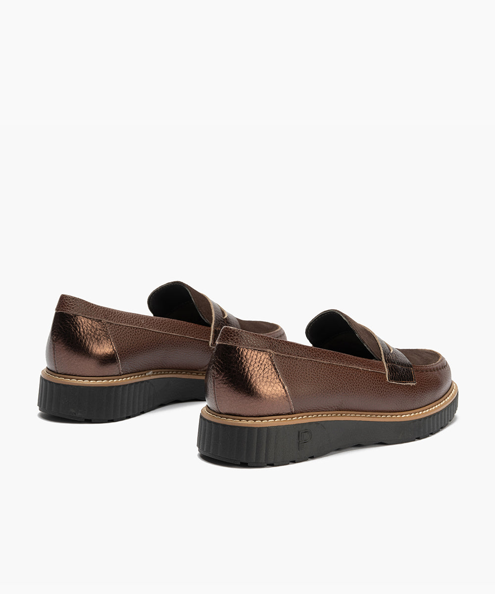 Mocasín antifaz combinado napa con ante y laminado Marrón