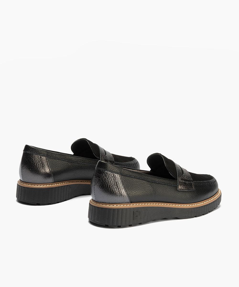 Mocasín antifaz combinado napa con ante y laminado Negro