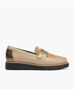 Mocasín antifaz combinado napa con ante y laminado Topo