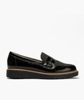 Mocasín antifaz combinado charol con tejido Negro