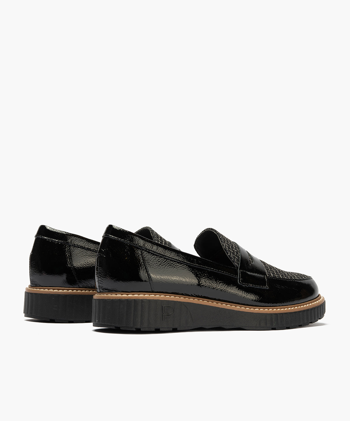 Mocasín antifaz combinado charol con tejido Negro