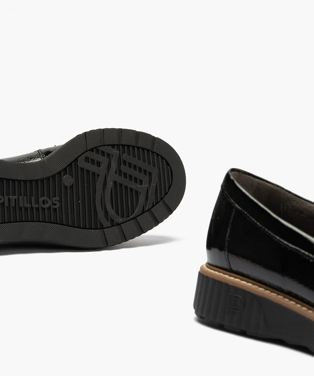 Mocasín antifaz combinado charol con tejido Negro