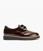 Blucher cordón terciopelo combinado charol con tejido Marrón