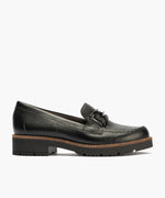 Mocasín en napa con grano con detalle adorno Negro