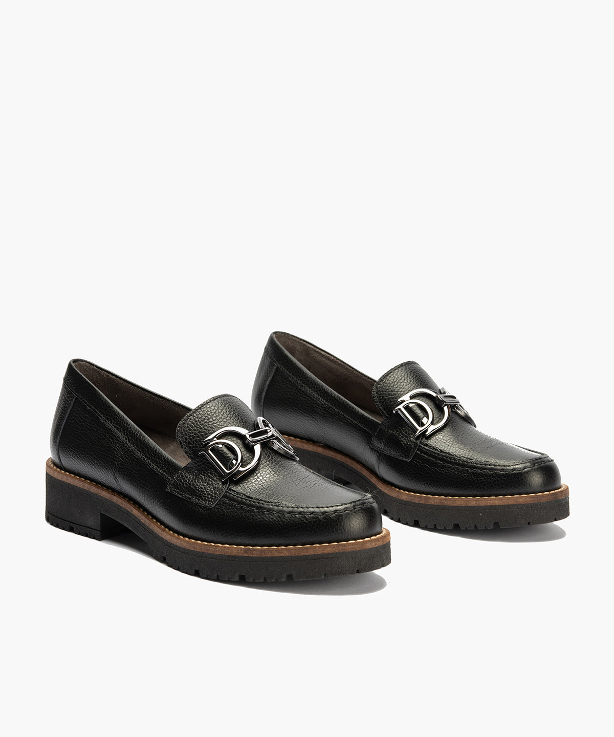 Mocasín en napa con grano con detalle adorno Negro