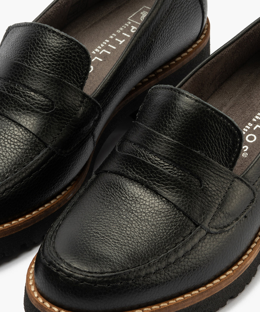 Mocasín antifaz con napa con grano combinado Negro