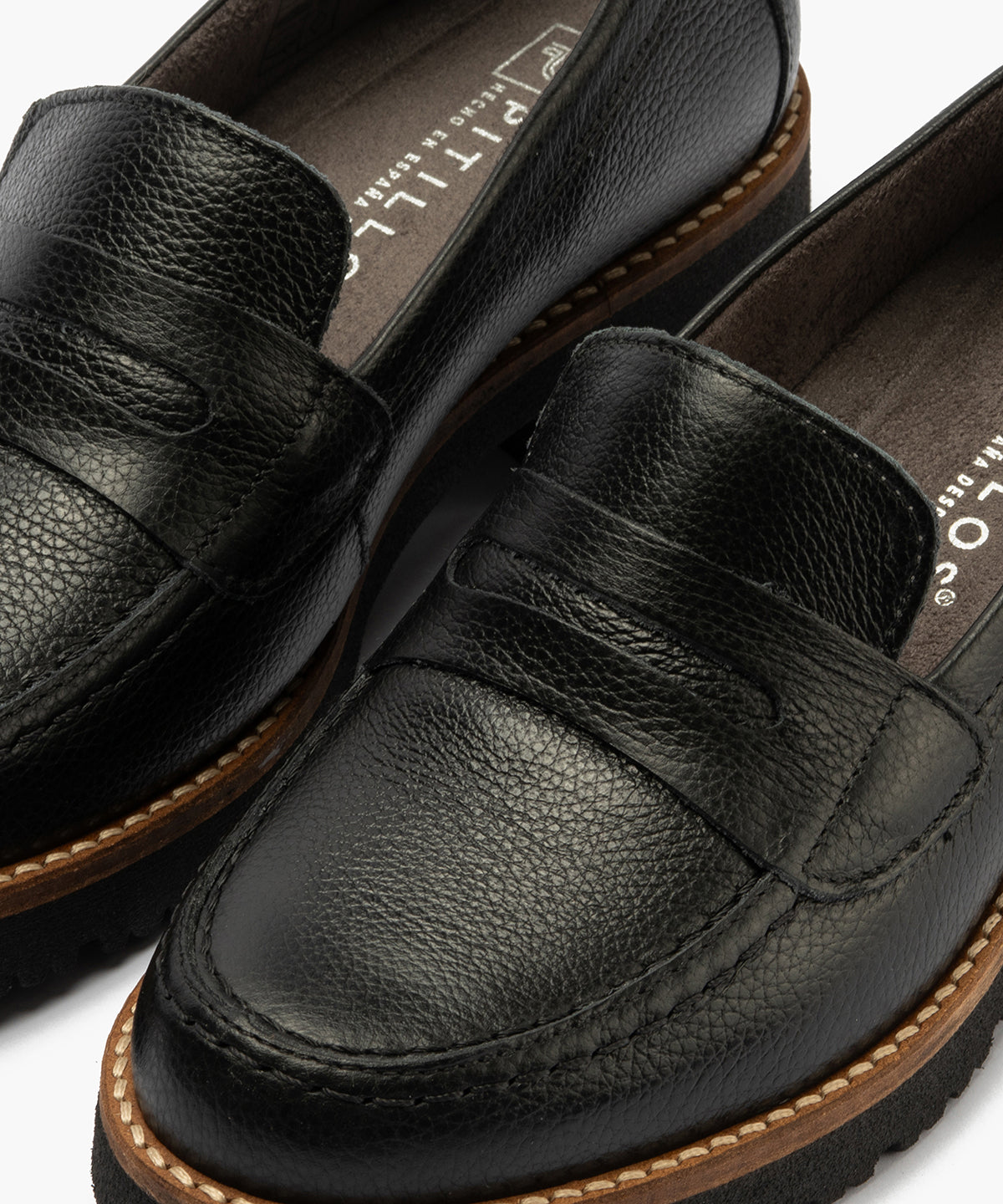 Mocasín antifaz con napa con grano combinado Negro