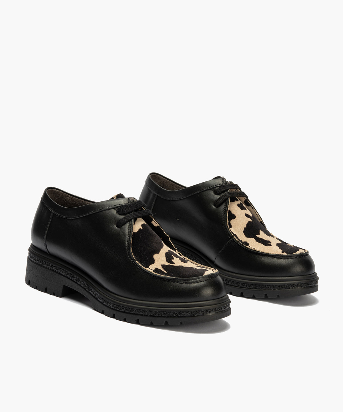 Wallaby combinado napa con animal print Negro-Beige
