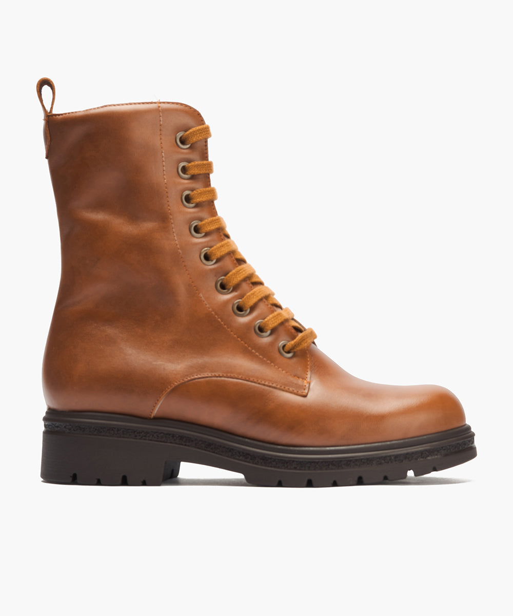 Bota militar en napa con cremallera Cuero