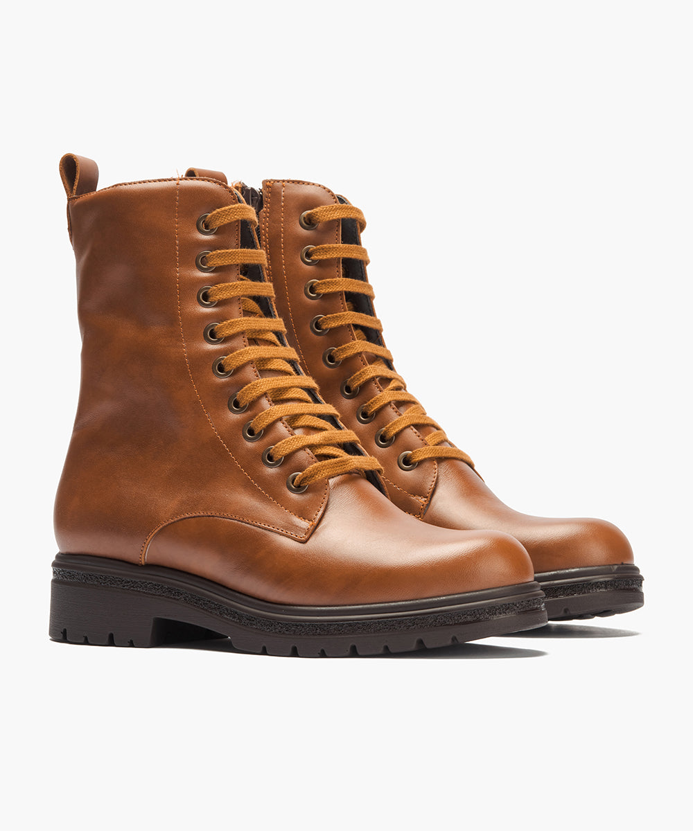 Bota militar en napa con cremallera Cuero