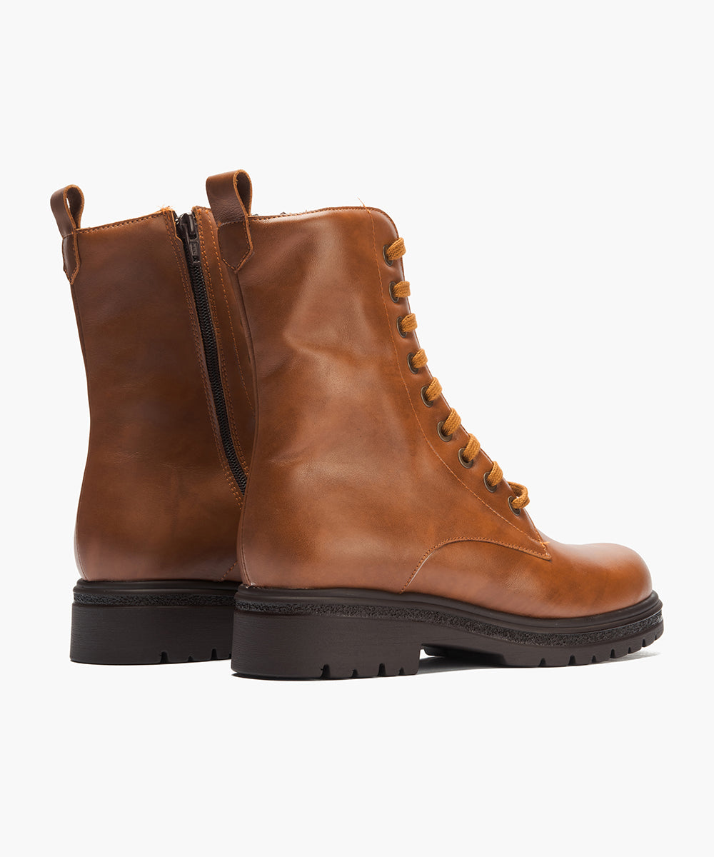 Bota militar en napa con cremallera Cuero