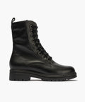 Bota militar en napa con cremallera Negro