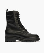 Bota militar en napa con cremallera Negro