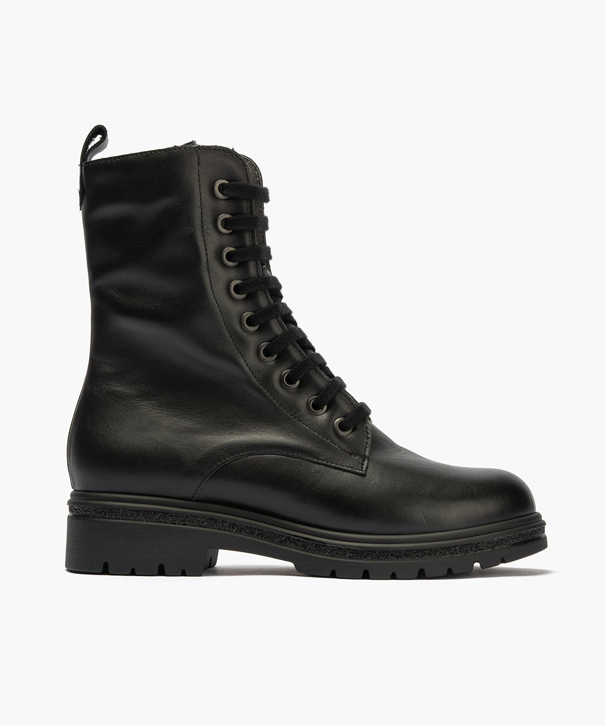 Bota militar en napa con cremallera Negro