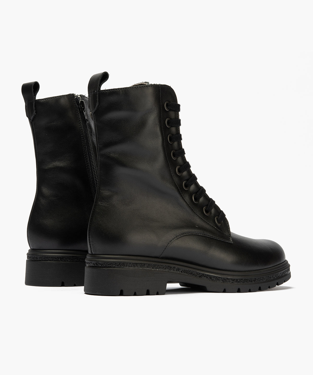 Bota militar en napa con cremallera Negro