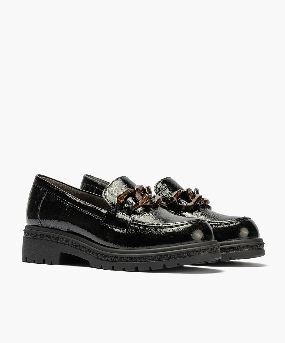 Mocasín en charol con adorno Negro