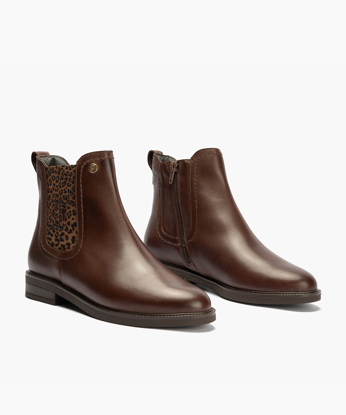 Botin chelsea en napa con elástico fantasia Marrón