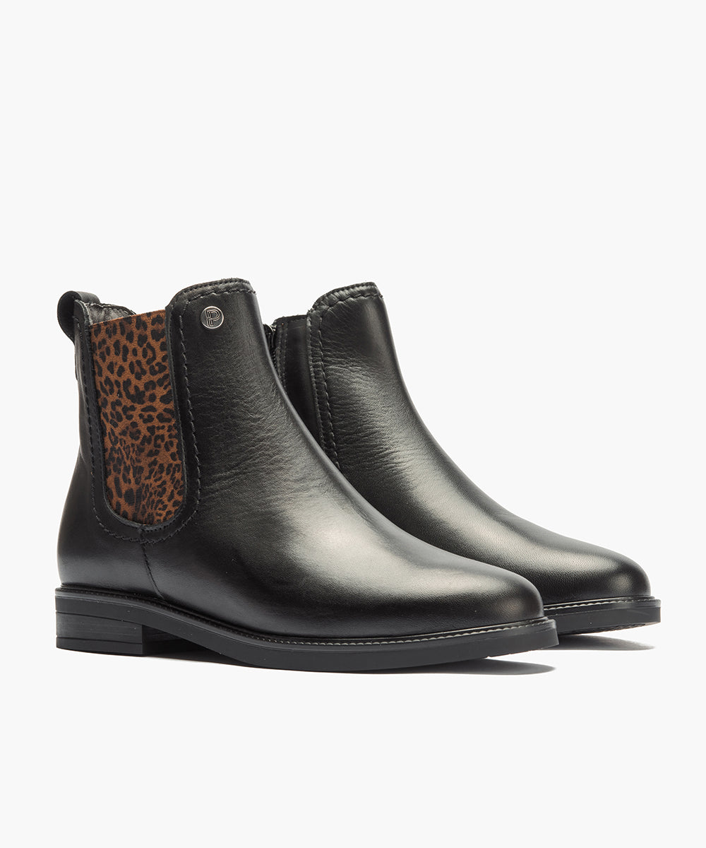 Botin chelsea en napa con elástico fantasia Negro