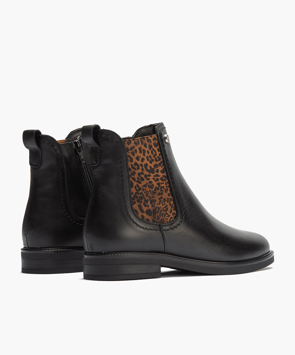 Botin chelsea en napa con elástico fantasia Negro