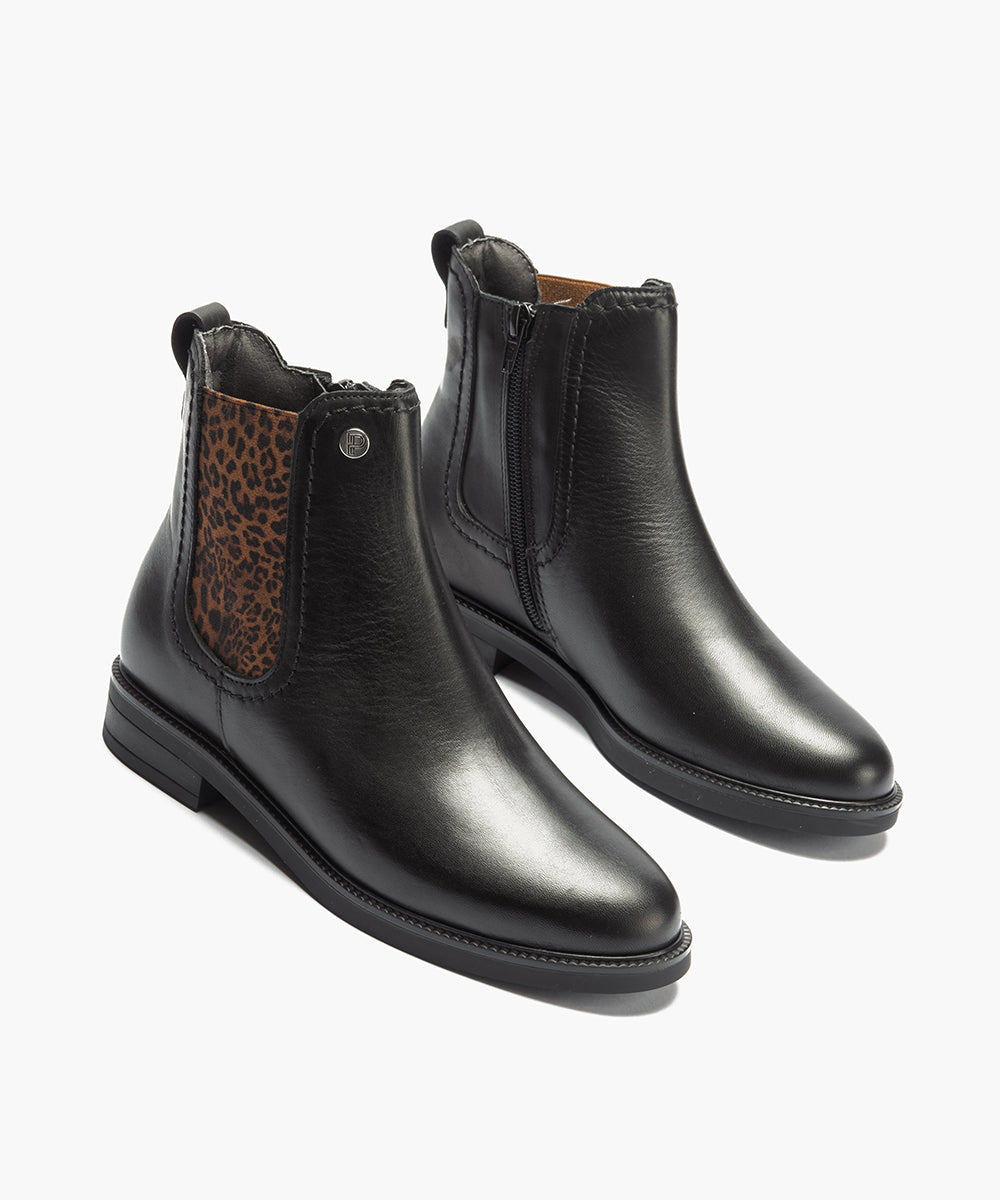 Botin chelsea en napa con elástico fantasia Negro