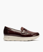 Mocasín antifaz combinado charol con napa grano Burdeos
