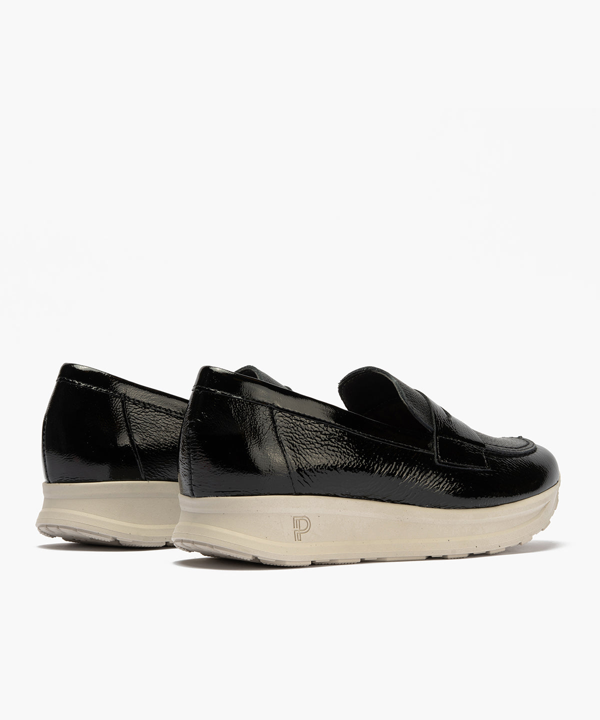 Mocasín antifaz combinado charol con napa grano Negro