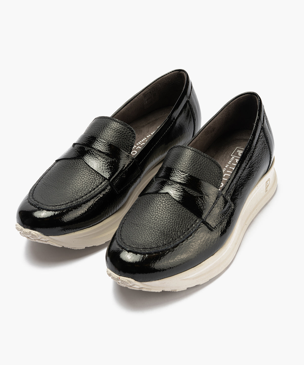 Mocasín antifaz combinado charol con napa grano Negro