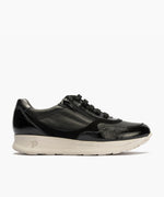 Deportivo combinado charol con napa grano con cremallera Negro